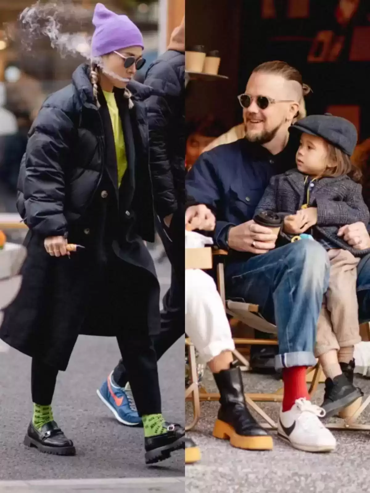 街拍穿衣搭配：看到上海街拍才明白，多露袜不露脚踝是普通人必学穿搭法