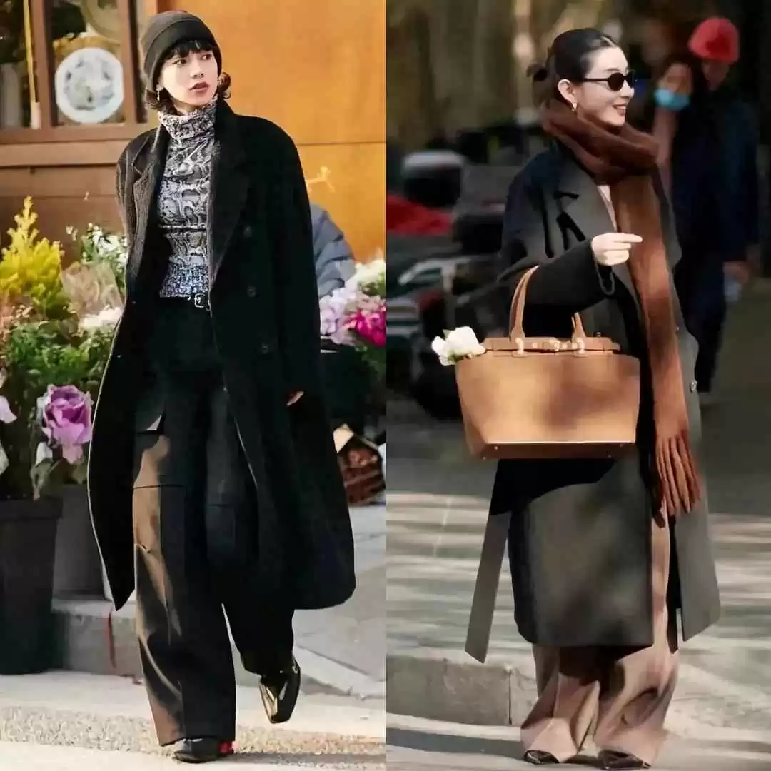 成都街拍惊艳全场！大衣+阔腿裤搭配，高级洋气又保暖