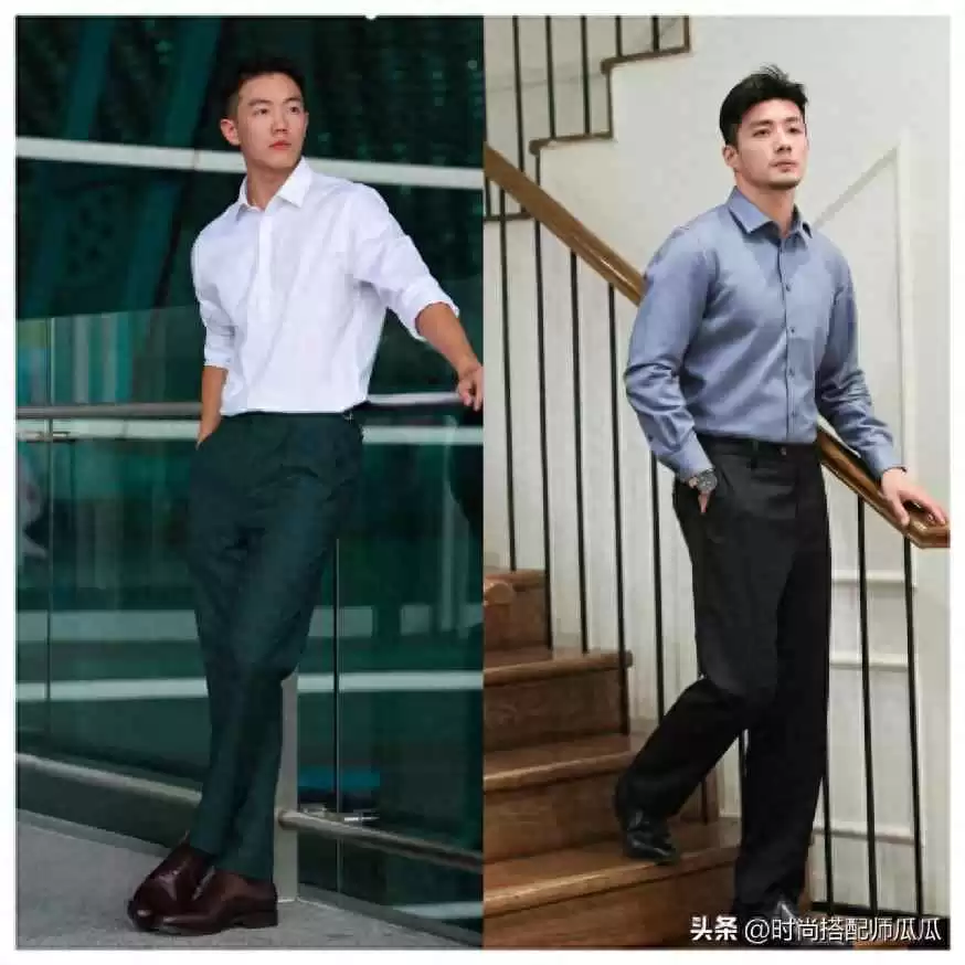 衬衫男生穿衣搭配：建议男人穿衬衫别配小脚裤、牛仔裤，换成这3种更绅士高级
