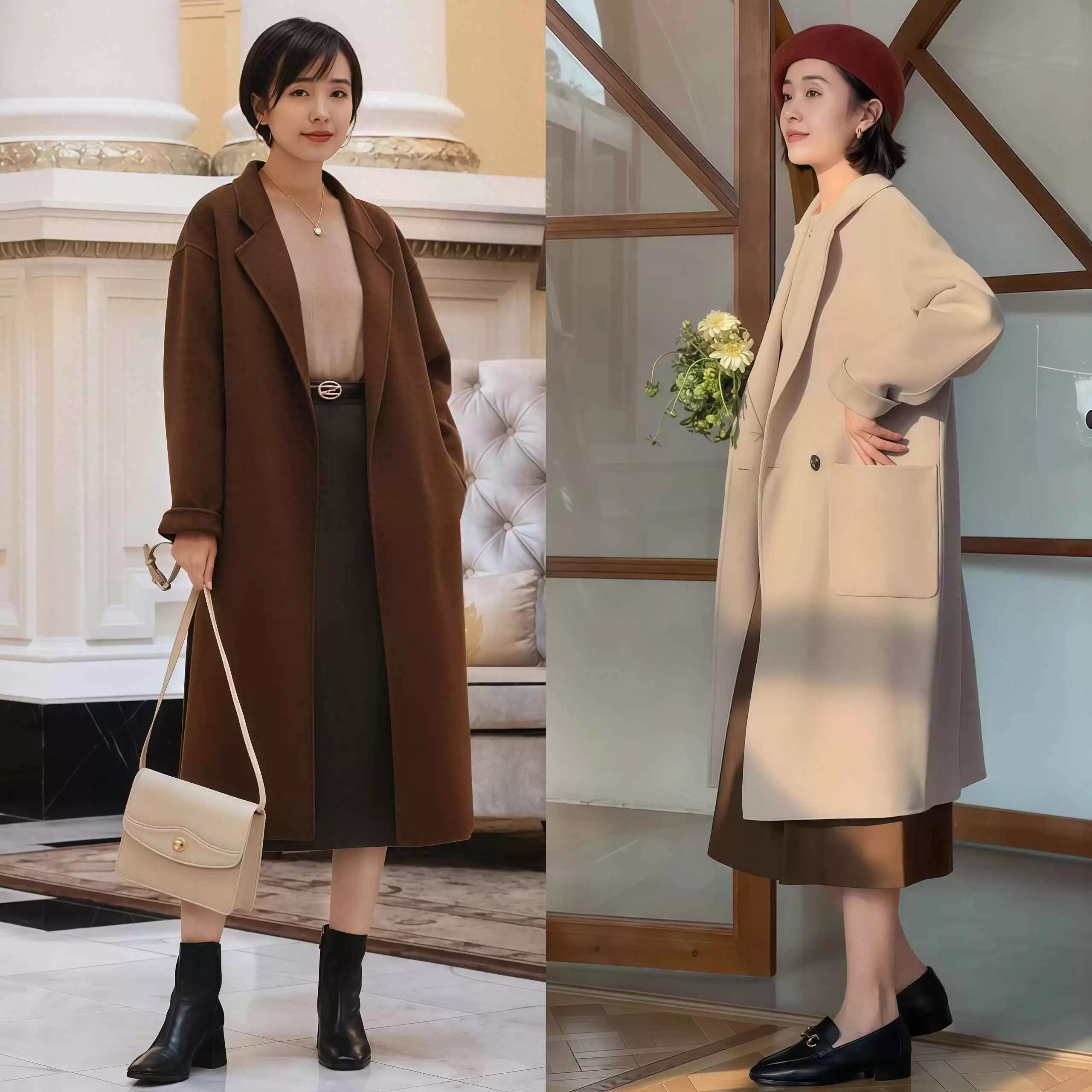 秋冬大衣配半身裙：这样穿回头率超高，时髦又高级